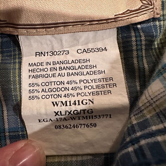 🤠 Wrangler Pearl Snap Short Sleeve Western Shirt – Size XL #0034 - Picture 6 of 7